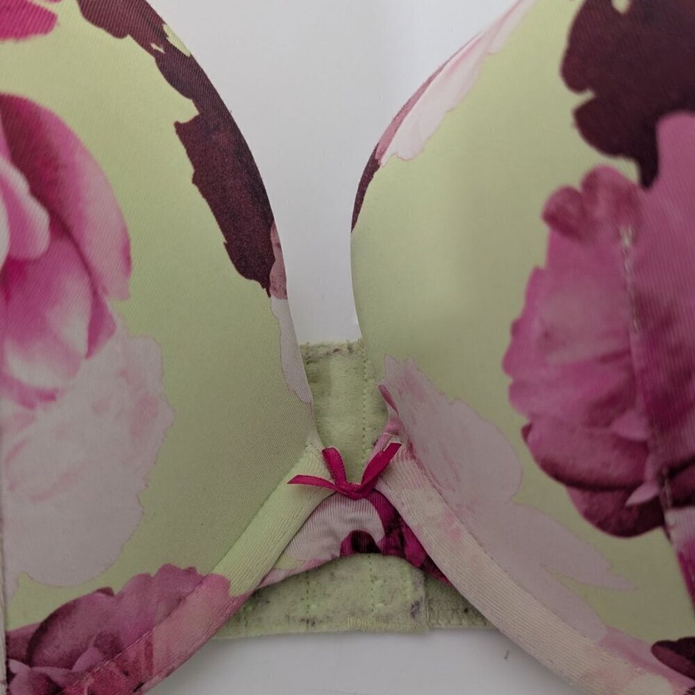 Cacique Floral Boost Plunge Bra Womens Size 42DDD Green Underwire Stretch - Picture 3 of 8